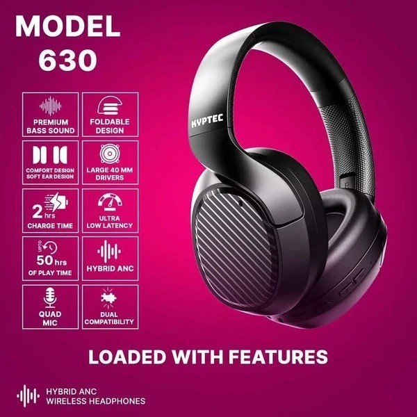 Kyptec LifeStyle® 630 Hybrid ANC Headphones for High-Impact Bass, Entertainment & Everyday Audio