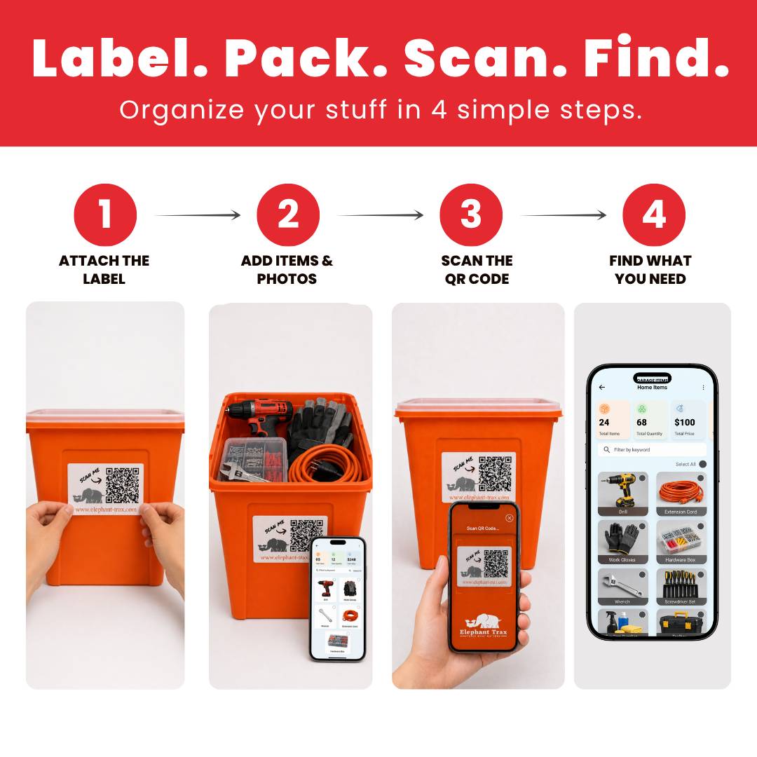 Smart QR Code Storage Labels by Elephant Trax
