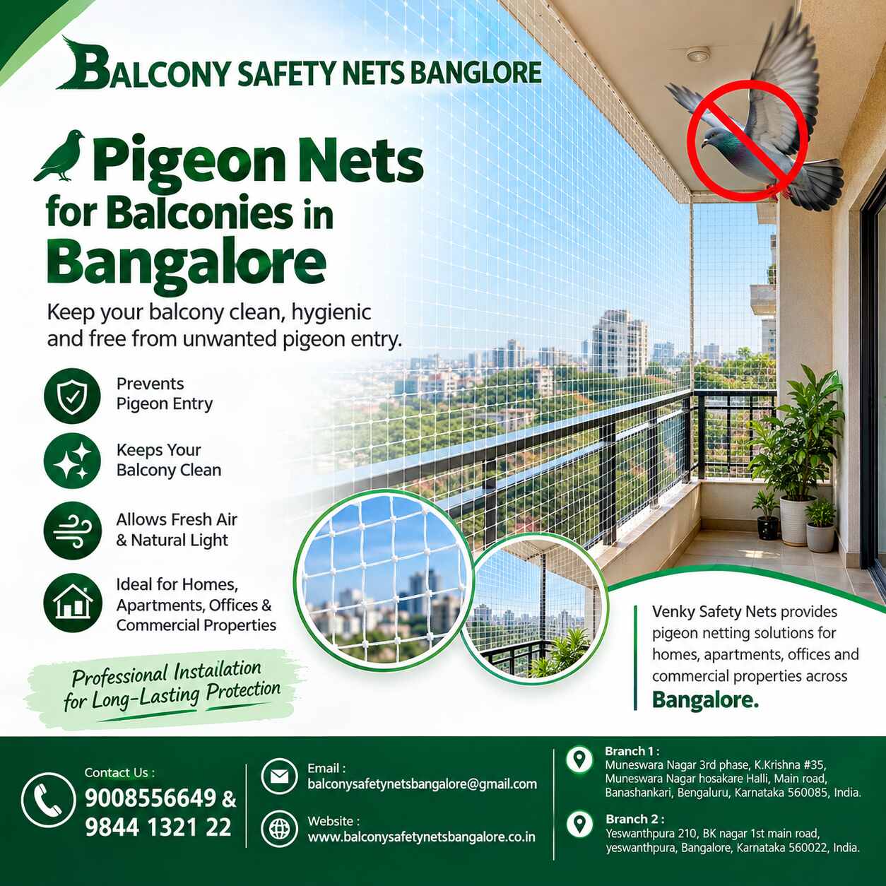Pigeon Nets for Balconies in Bangalore