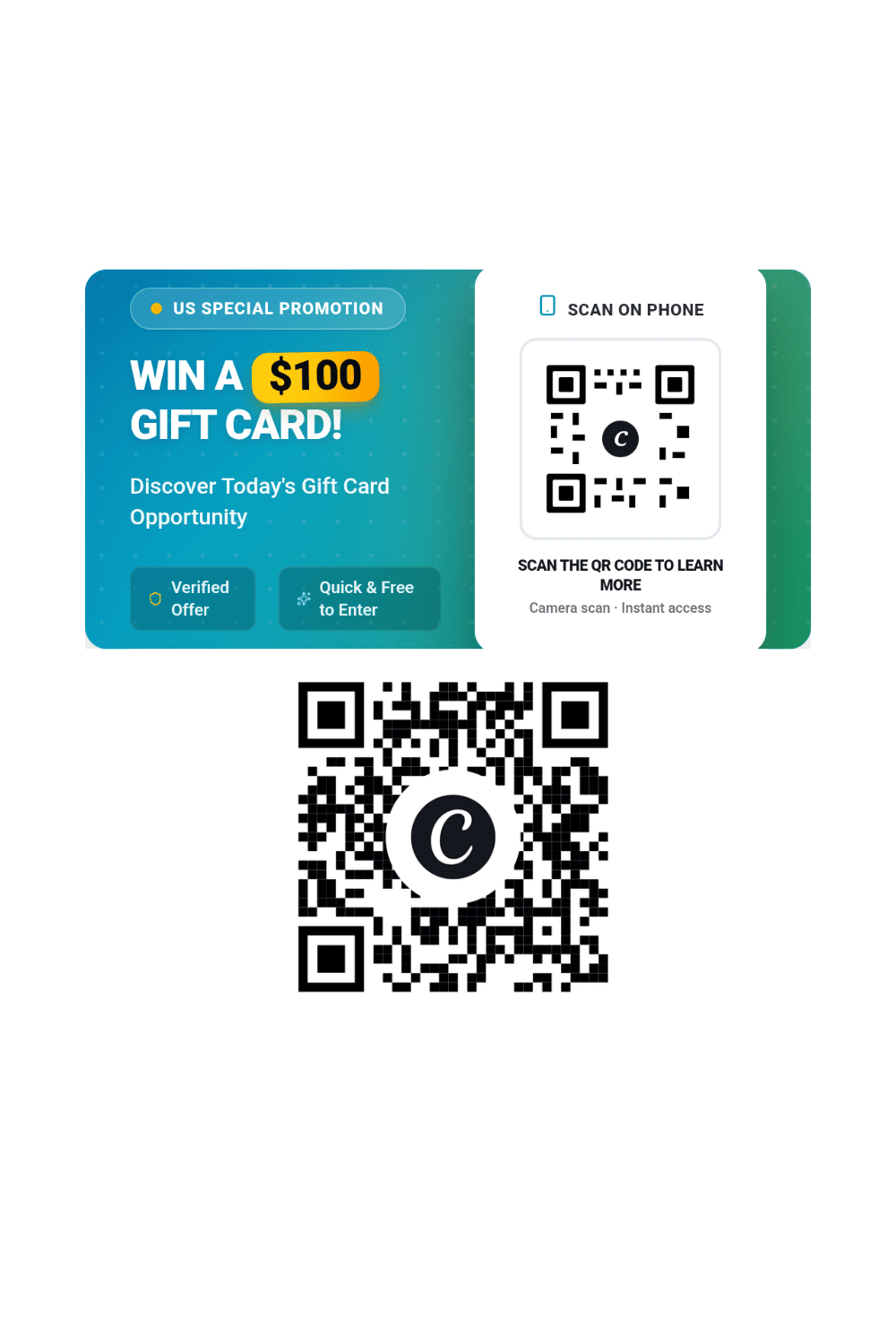 Discover Today's $100 Gift Card Opportunity – Scan to Learn More!