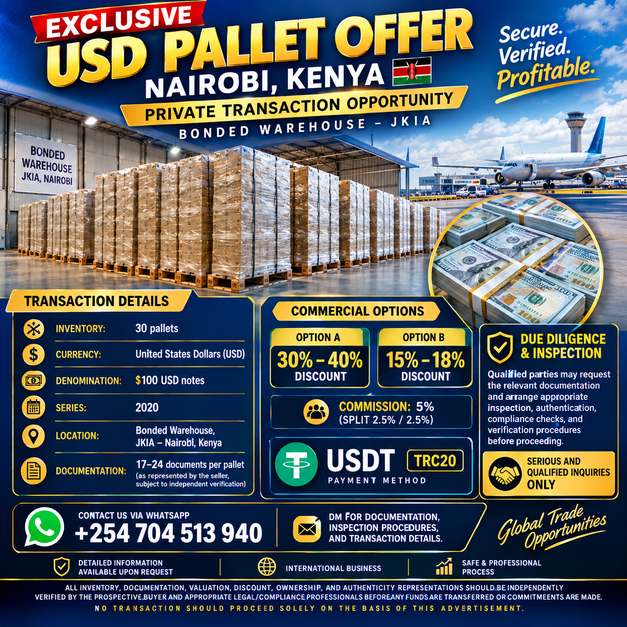 USD PALLETS FOR SALE / ACQUISITION — NAIROBI, KENYA | JKIA BONDED WAREHOUSE